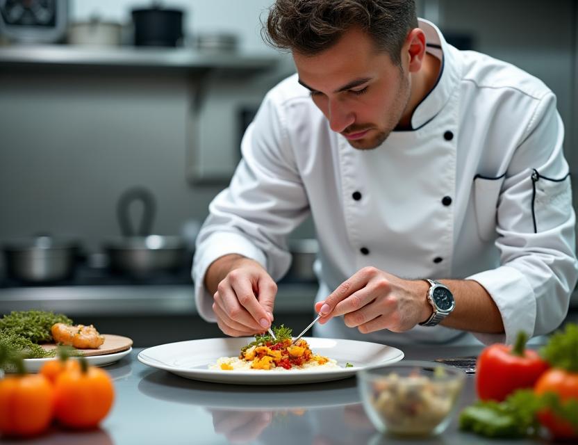 Chef développant et testant de nouvelles recettes en cuisine